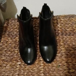 Black Leather Ankle Boots, Size 6